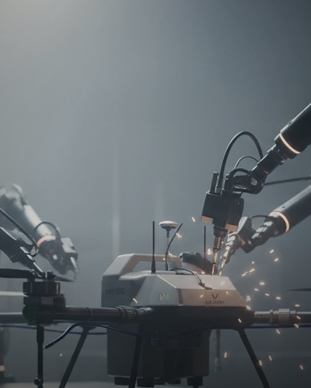 Robotic assembly of a drone airframe on the production line