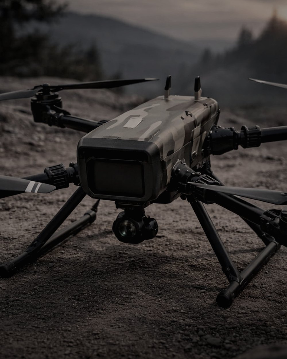 Rugged tactical airframe on open terrain
